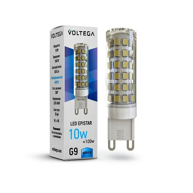 Светодиодная лампа Voltega 7039 Simple Capsule 10W 4000K G9 VG9-K1G9cold10W Светодиодная лампа Voltega 7039 Simple Capsule 10W 4000K G9 VG9-K1G9cold10W
