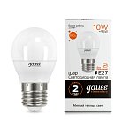Лампа Gauss 53210 E27 10W 3000K шар матовый Elementary