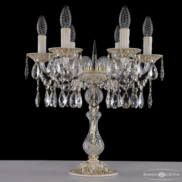 Настольная лампа с хрустальными подвесками Bohemia Ivele Crystal  AL16313L8/6/141-44 WMG