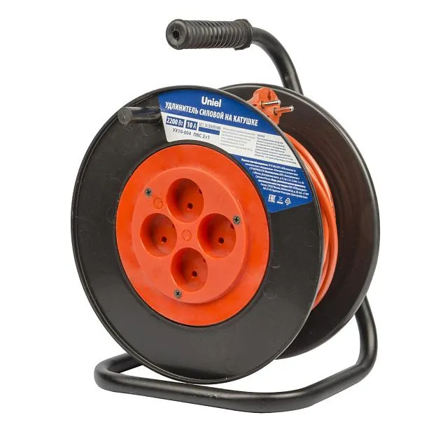Розеточные блоки, удлинители Uniel YX10-004 /UCK-4N/2x1,00/40M/S ORANGE/BLACK Садовые на пластиковой катушке Розеточные блоки, удлинители Uniel YX10-004 /UCK-4N/2x1,00/40M/S ORANGE/BLACK Садовые на пластиковой катушке