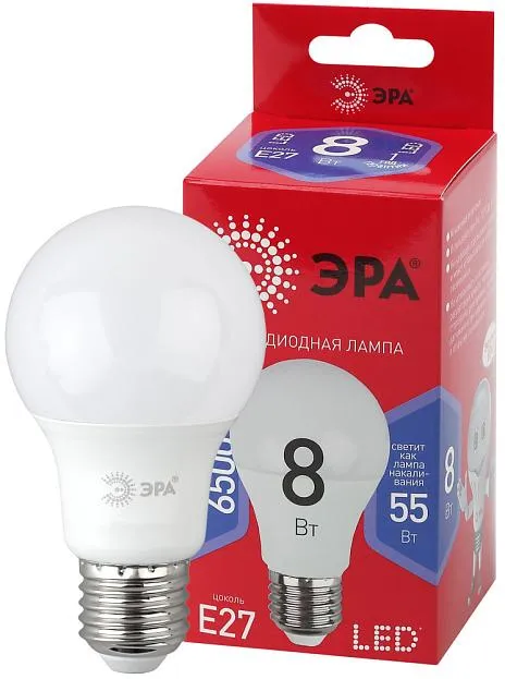Лампочка светодиодная ЭРА LED A60-8W-865-E27 R
