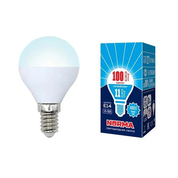 Лампочка светодиодная Volpe LED-G45-11W/NW/E14/FR/NR картон Лампочка светодиодная Volpe LED-G45-11W/NW/E14/FR/NR картон
