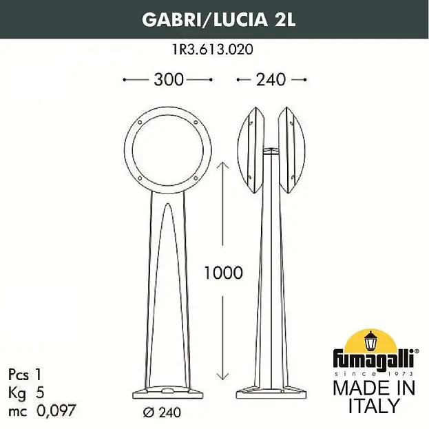 Уличный светильник Fumagalli 1R3.613.020.LYE27 GABRI/LUCIA 2L Уличный светильник Fumagalli 1R3.613.020.LYE27 GABRI/LUCIA 2L