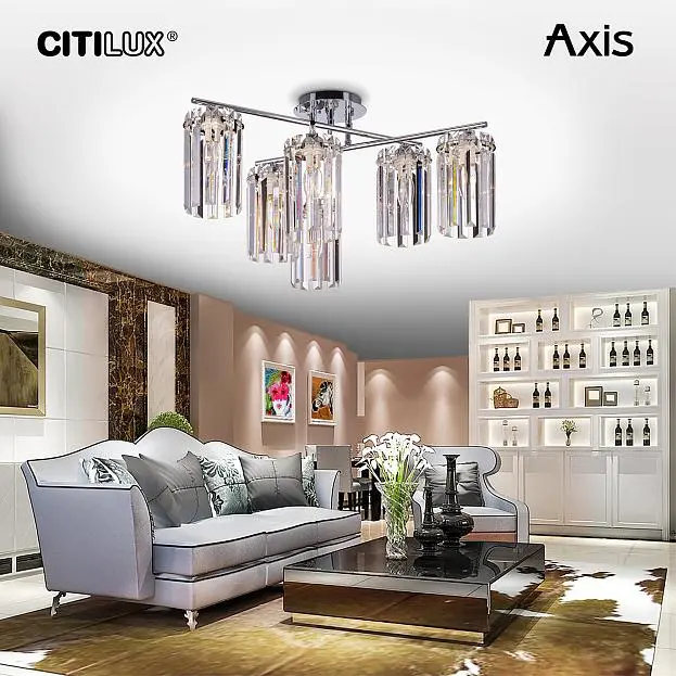 Люстра хрустальная потолочная Хром Citilux CL313261 AXIS Люстра хрустальная потолочная Хром Citilux CL313261 AXIS