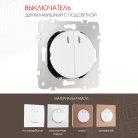 Выключатель двухклавишный с подсветкой, 10AX 250V Arte Milano 202.31-2.white am-202