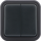 Переключатель 2-клавишный накладной, цвет антрацит, IP55, Donel DIP20828 W55
