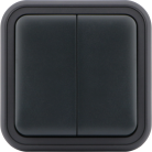 Переключатель 2-клавишный накладной, цвет антрацит, IP55, Donel DIP20828 W55