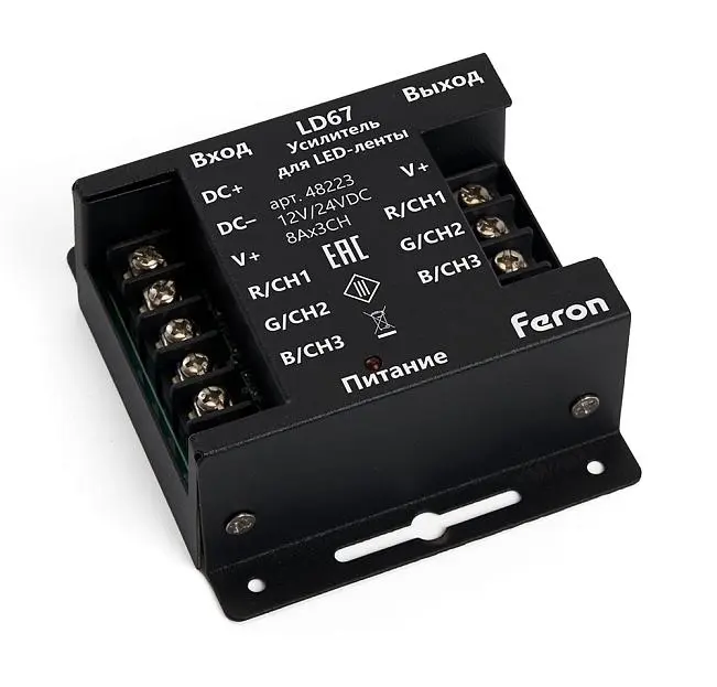 Усилитель для светодиодной ленты Feron 48223 RGB, 24А12-24V, LD67 Усилитель для светодиодной ленты Feron 48223 RGB, 24А12-24V, LD67