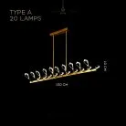 Реечный, рядный светильник GLORIOLE UP DOWN LINE Тип A (Кристаллы — Вверх). 20 LED. Lampatron gloriole-up-down-line-a-20 9126-25973