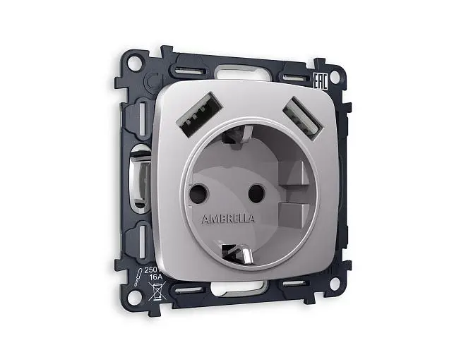 Комплект механизма электрической розетки Ambrella Volt MO509010 QUANT Комплект механизма электрической розетки Ambrella Volt MO509010 QUANT