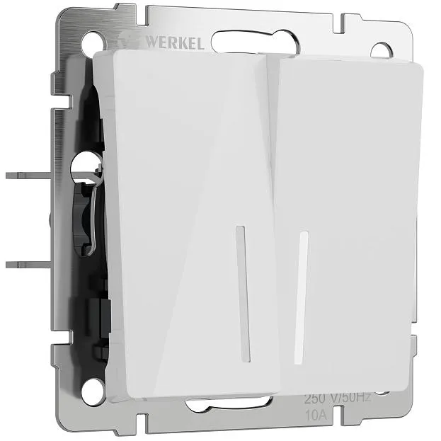 Выключатель двухклавишный с подсветкой (белый акрил) Werkel W1120141/ a064003 Выключатель двухклавишный с подсветкой (белый акрил) Werkel W1120141/ a064003