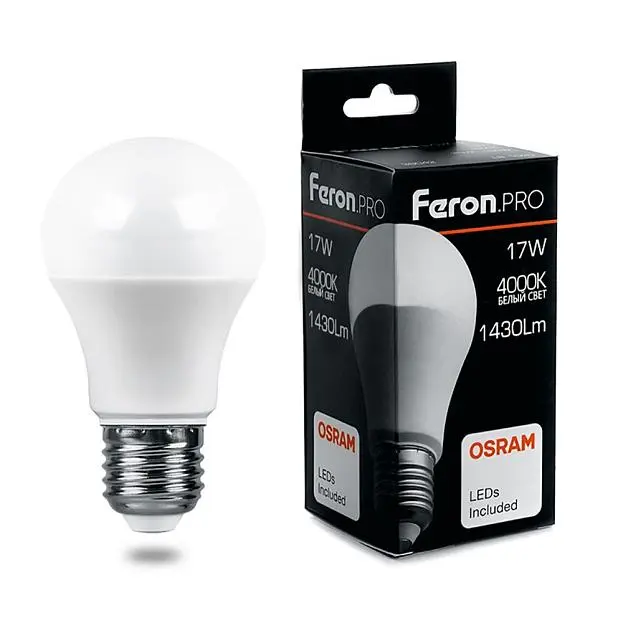 Лампа светодиодная Feron 38039 LB-1017 Шар E27 17W 4000K Лампа светодиодная Feron 38039 LB-1017 Шар E27 17W 4000K