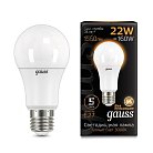 Лампа Gauss 102502122 E27 22W 3000К груша матовая LED A70