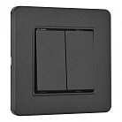 Выключатель двухклавишный с рамкой черный пластик Arte Milano SET16-1-30-2 black SET16-1