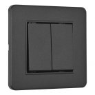 Выключатель двухклавишный с рамкой черный пластик Arte Milano SET16-1-30-2 black SET16-1