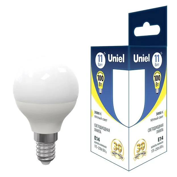 Лампочка светодиодная Uniel LED-G45-11W/3000K/E14/FR PLS03WH ACTION