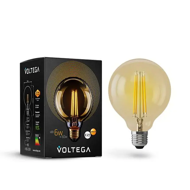 Светодиодная лампа Voltega 7084 Loft Led G95 6W 2800K E27 VG10-G95GE27warm6W Светодиодная лампа Voltega 7084 Loft Led G95 6W 2800K E27 VG10-G95GE27warm6W