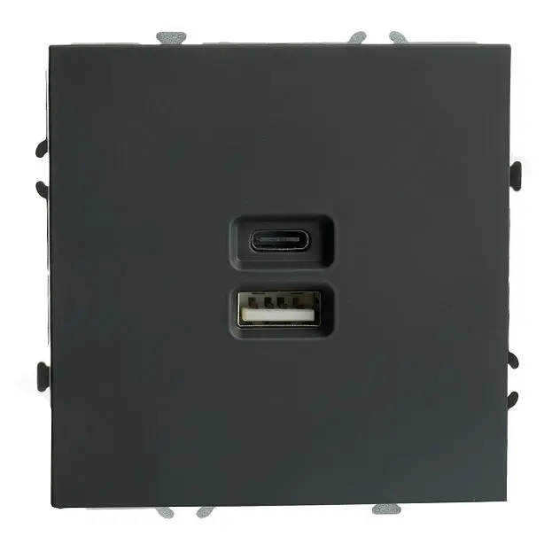 Розетка 2-местная USB + Type C STEKKER 49853 RST10-5115-05