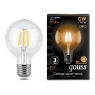 Лампа Gauss 105802106 LED Filament G95 E27 6W Golden 2700K