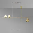 Реечный, рядный светильник ODDS 1+2 плафона. Латунь. Lampatron 1574-14008