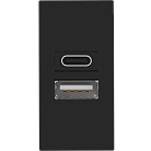 USB зарядное устройство, 2.1A, Type A + C, 1 мод., черн. (22.5х45мм) Donel DUSB2100ANCF 45х45