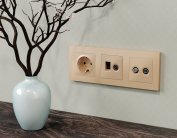 Лицевая панель ALFA (Шампань) для компьютерной/телефонной + TV розетки RJ-45/RJ-11 Volt AP6125 QUANT