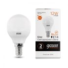 Лампа Gauss 53112 E14 12W 3000K матовая Elementary