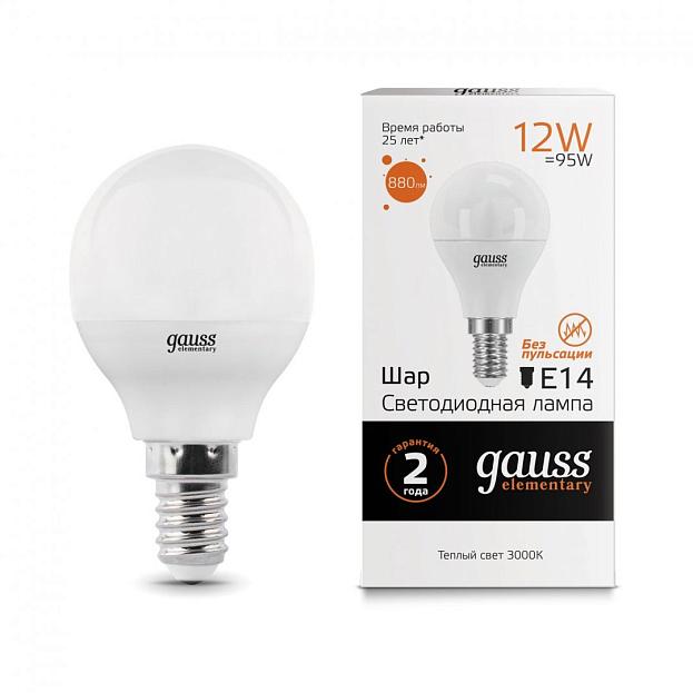 Лампа Gauss 53112 E14 12W 3000K матовая