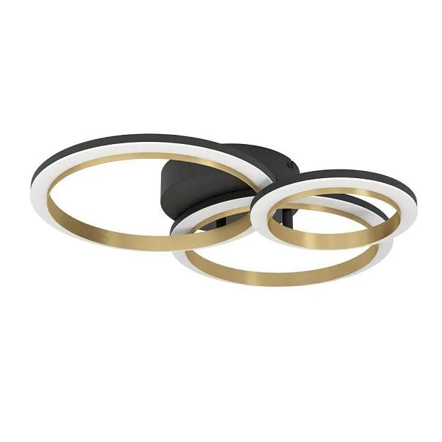 Светодиодный потолочный светильник 20W(LED), 490x445, димм., сталь, пластик, черный, латунь/пластик, белый, 4000K, 2500lm Eglo 901224 CALLIERA