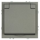 Розетка 1-местная с крышкой с защ. штор, с/з, 250В, 16А, серия Эмили, антрацит, soft touch Stekker 49933 RST16-5112-09