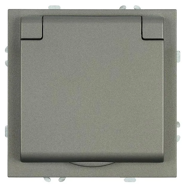 Розетка 1-местная с крышкой с защ. штор, с/з, 250В, 16А, серия Эмили, антрацит, soft touch Stekker 49933 RST16-5112-09 Розетка 1-местная с крышкой с защ. штор, с/з, 250В, 16А, серия Эмили, антрацит, soft touch Stekker 49933 RST16-5112-09