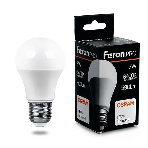 Лампа светодиодная Feron 38025 LB-1007 Шар E27 7W 6400K Лампа светодиодная Feron 38025 LB-1007 Шар E27 7W 6400K