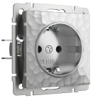 Розетка с заземлением (серебряный) Werkel W1271006 Hammer a052073