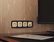 Комплект механизма компьютерной розетки RJ-45 (8P8C) CAT6A экранированной с автоматической защитной шторкой OMEGA Шампань Volt MO612005 QUANT