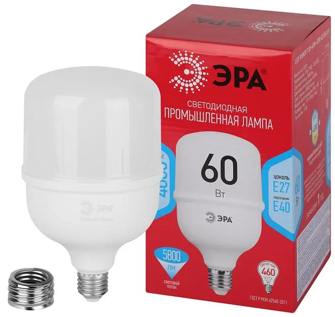 Лампочка светодиодная ЭРА LED POWER T120-60W-4000-E27/E40 R