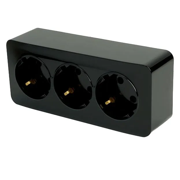 Розетка 3-местная с/з открытой установки 250В 16А IP20 серия черный, MST16-13-02 STEKKER 49318 София