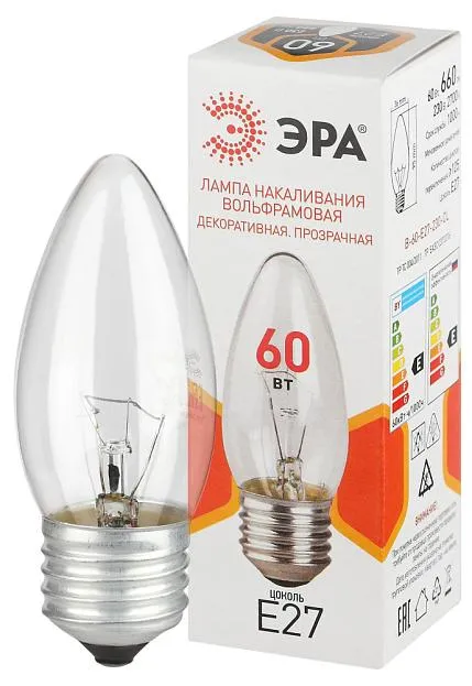 Лампочка накаливания ЭРА B-60-E27-230-CL