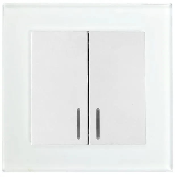 Выключатель 2-клавишный c индикатором 250В 10А серия Катрин белый Stekker 39163 GLS10-7002-01