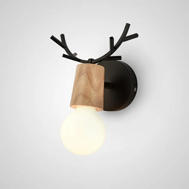 Бра DEER Модель A (с рогами). Цвет черный+дерево. Lampatron deer-a-black-wood 785-1189 Бра DEER Модель A (с рогами). Цвет черный+дерево. Lampatron deer-a-black-wood 785-1189