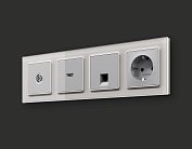 Комплект механизм TV розетки оконечной экранированной 5-1000MHz 3dB ALFA Серебро глянец Volt MA413005 QUANT