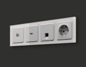 Комплект механизм TV розетки оконечной экранированной 5-1000MHz 3dB ALFA Серебро глянец Volt MA413005 QUANT