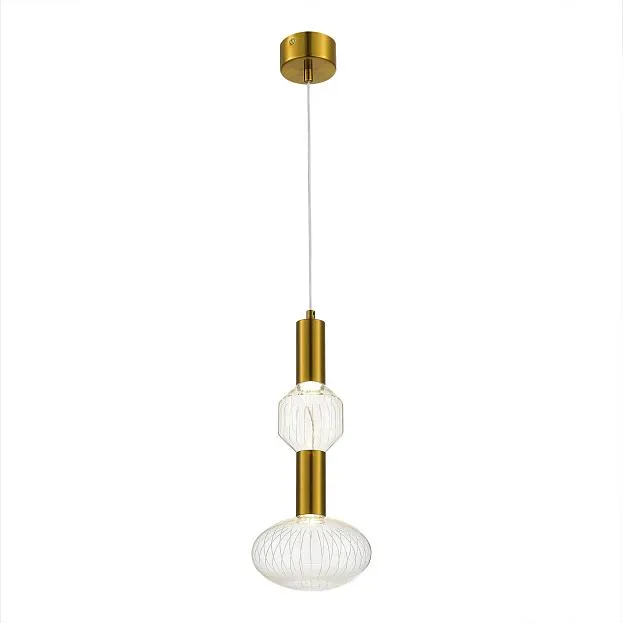 Светильник подвесной Латунь/Золотой, Прозрачный LED 2*3W 3000K ST-Luce SL6117.223.02 TACCHE