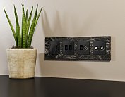 Комплект механизма розетки компьютерной + TV оконечной RJ-45 (8P8C) CAT6/50-870 MHz 1dB с автоматической защитной шторкой ALFA Черный матовый Volt MA812510 QUANT