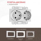 Розетка двойная с заземлением и шторками, 16A 250V Arte Milano 203.40-2.silver am