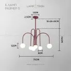 Люстра DAY 6 плафонов. Размер S. Цвет красный. Lampatron day-6s-red 3549-8677