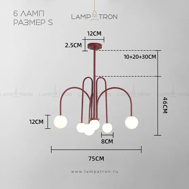 Люстра DAY 6 плафонов. Размер S. Цвет красный. Lampatron day-6s-red 3549-8677 Люстра DAY 6 плафонов. Размер S. Цвет красный. Lampatron day-6s-red 3549-8677