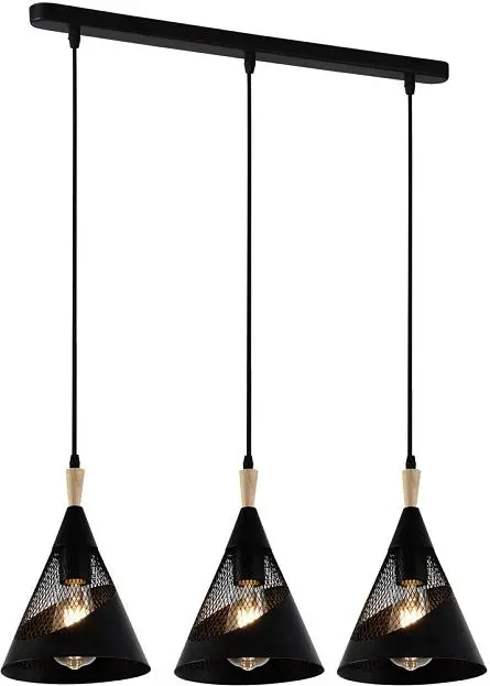 Подвесной светильник Reluce 03250-3.9-03 BK+WOOD Подвесной светильник Reluce 03250-3.9-03 BK+WOOD