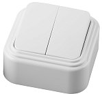 Выключатель STEKKER 32744 PSW06-22-20 двухклавишный 250В, 6А, IP20, белый (VA 56-232-Б)