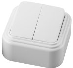 Выключатель STEKKER 32744 PSW06-22-20 двухклавишный 250В, 6А, IP20, белый (VA 56-232-Б)