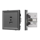 Механизм USB розетки SCT-TENDO-MUAC-SFPL-GR (5V, 3A, QC3) (Матовый графитовый) Arlight 054538